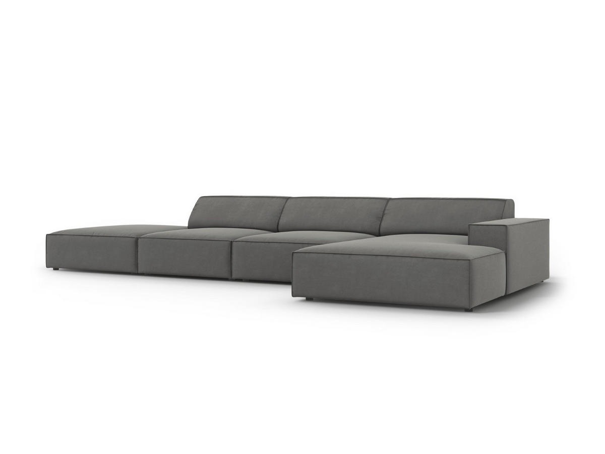 ECKSOFA rechts Jodie aus Samt hellgrau 5 Sitzplätze - Hellgrau, Textil (166/341cm) - Micadoni