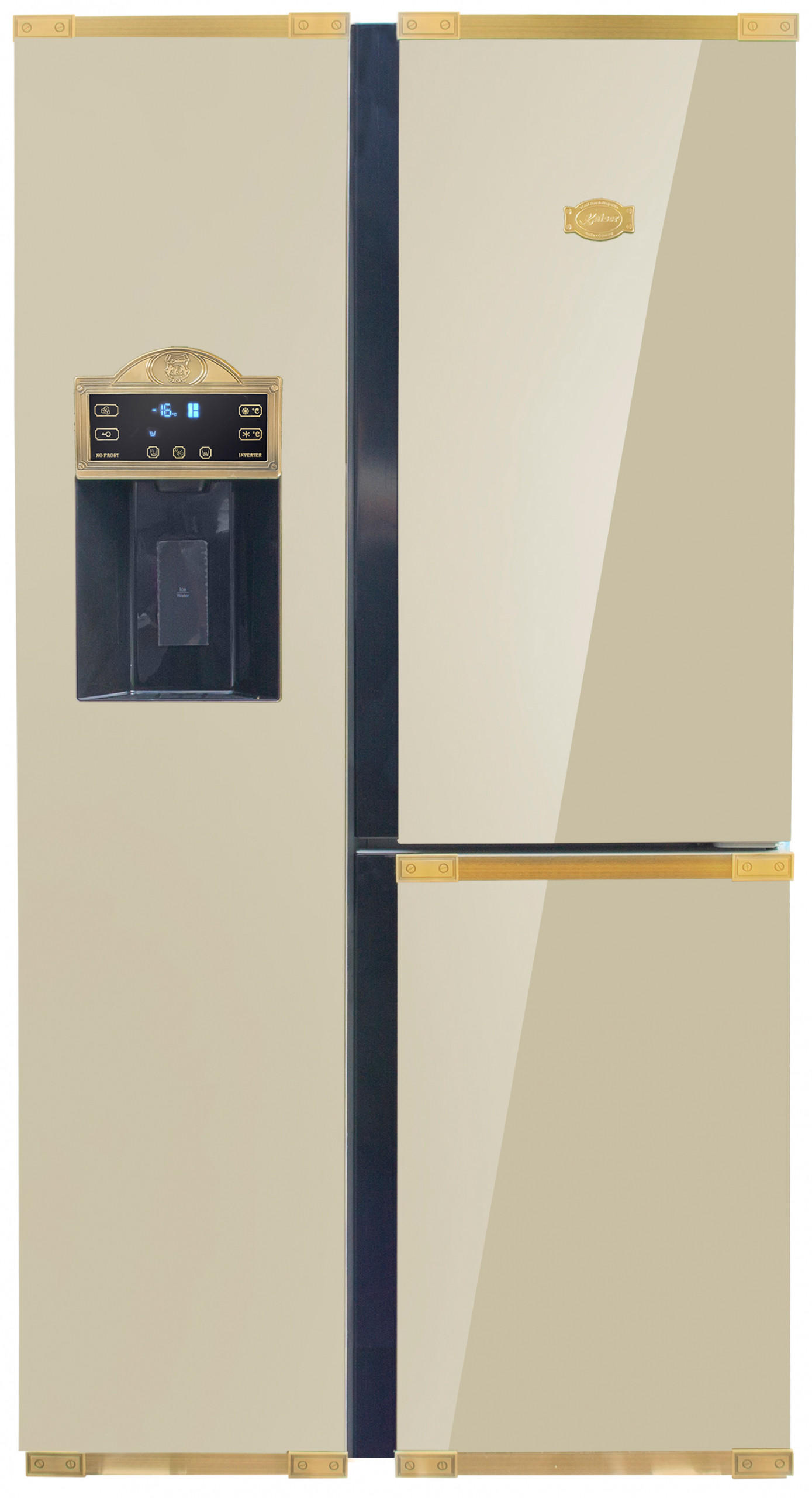 KÜHLSCHRANK KS 90300 ElfAD, Elfenbein, 91 cm breit, 538 L, NoFrost, 183 cm - Edelstahlfarben, Metall (91.1/183/69.3cm) - Kaiser Küchengeräte