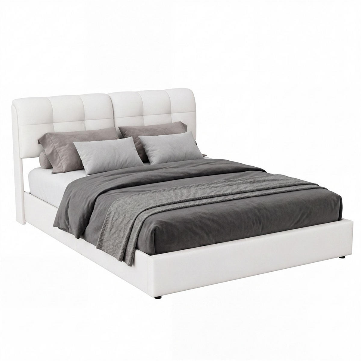 POLSTERBETT 160x200 cm mit hydraulischer Hubfunktion - Doppelbett mit LED-Beleuchtung - ohne Matratze - Cremeweiß - Beige, Textil (160/200cm) - DELFA