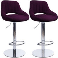 BARHOCKER 2 Stoff Lila - Chromfarben/Lila, Textil/Metall (47/83/48cm) - CLP