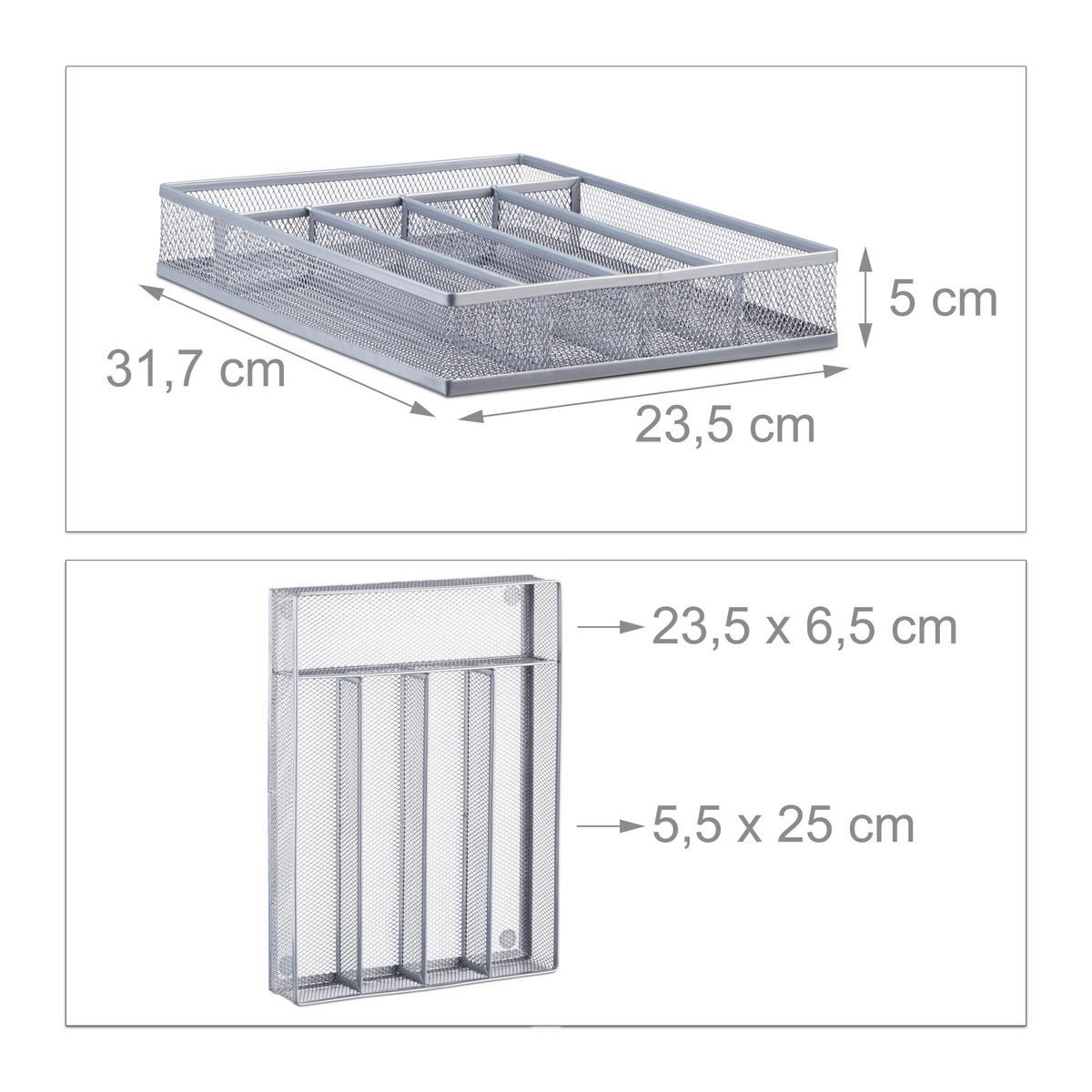 BESTECKKASTEN - Silberfarben, Metall (23.5/5.1/31.7cm) - Relaxdays