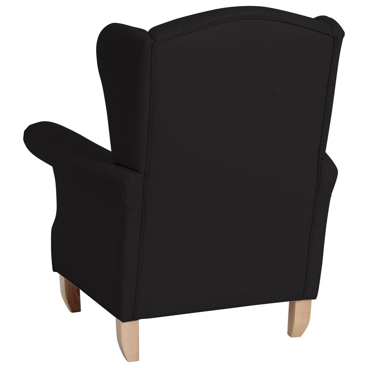 OHRENSESSEL Katria Bezug Kunstleder Buche natur / schwarz - Schwarz, Kunststoff (88/108/84cm) - 58aufmkessel
