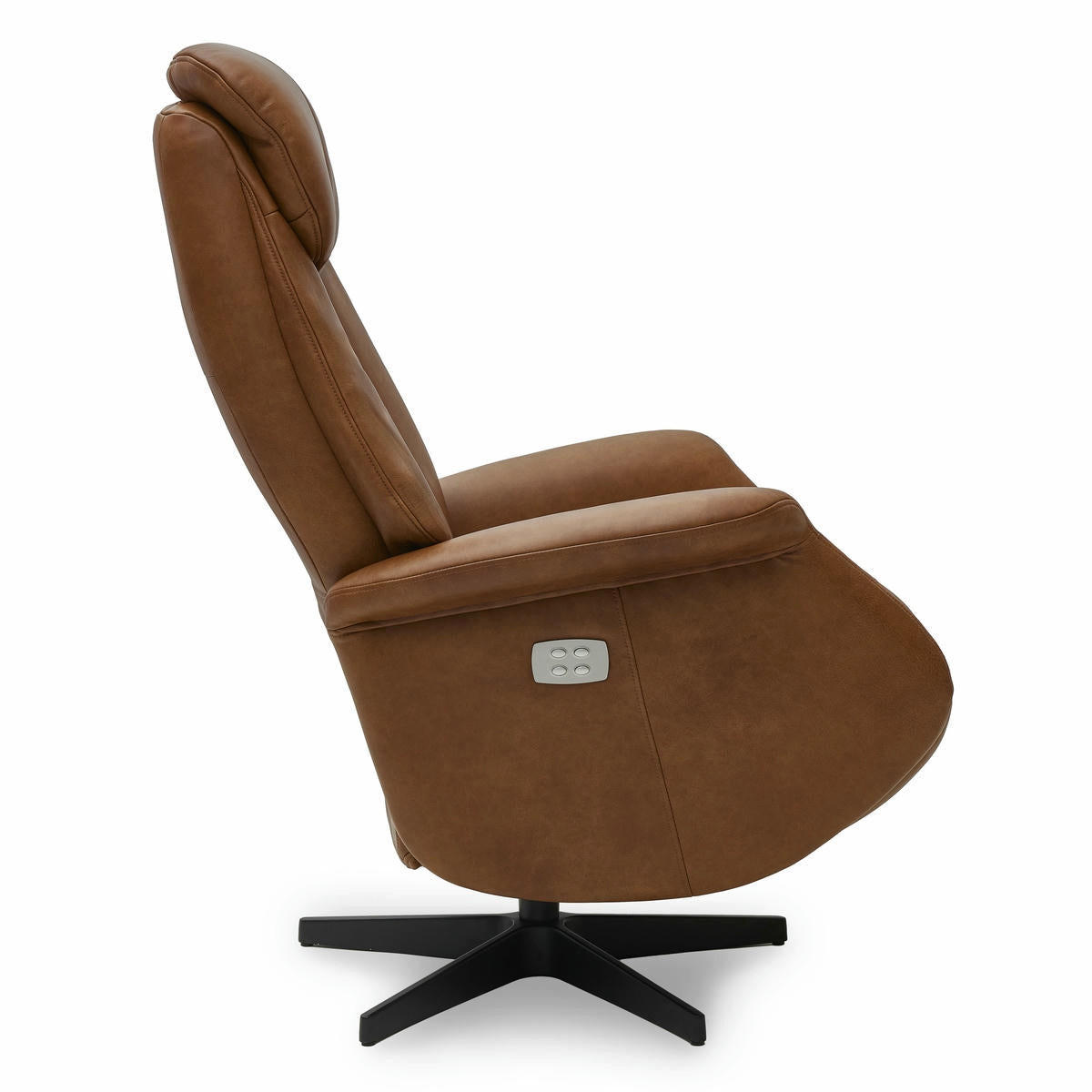 RELAXSESSEL Echtleder Cognac Braun - Schwarz/Braun, Leder/Metall (76/115/83cm) - Furnhouse