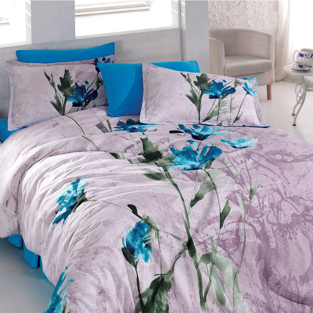 BETTWÄSCHE 5-teilig 200/200 cm AZRA - Blau, Textil (200/200cm) - ROLFNERS