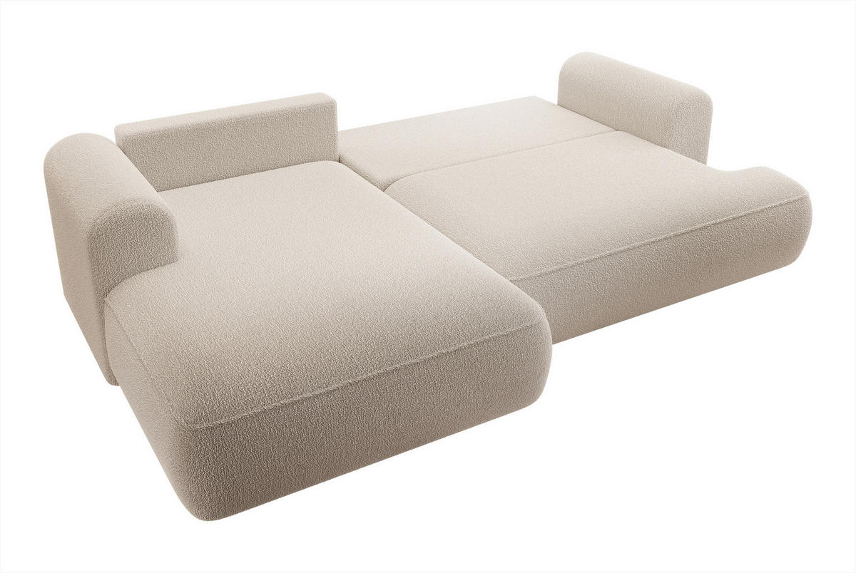 ECKSOFA Ovo Beige Boucle - Beige/Schwarz, Kunststoff/Textil (260/165cm) - Selsey