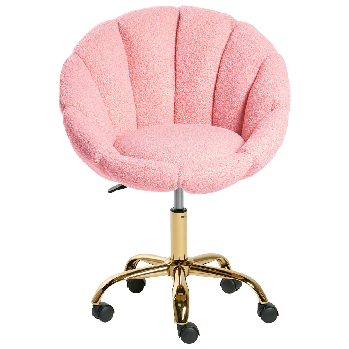 SCHREIBTISCHSTUHL Bouclé Rosa Annabelle - Pink, Textil (66/81/39cm) - Beliani