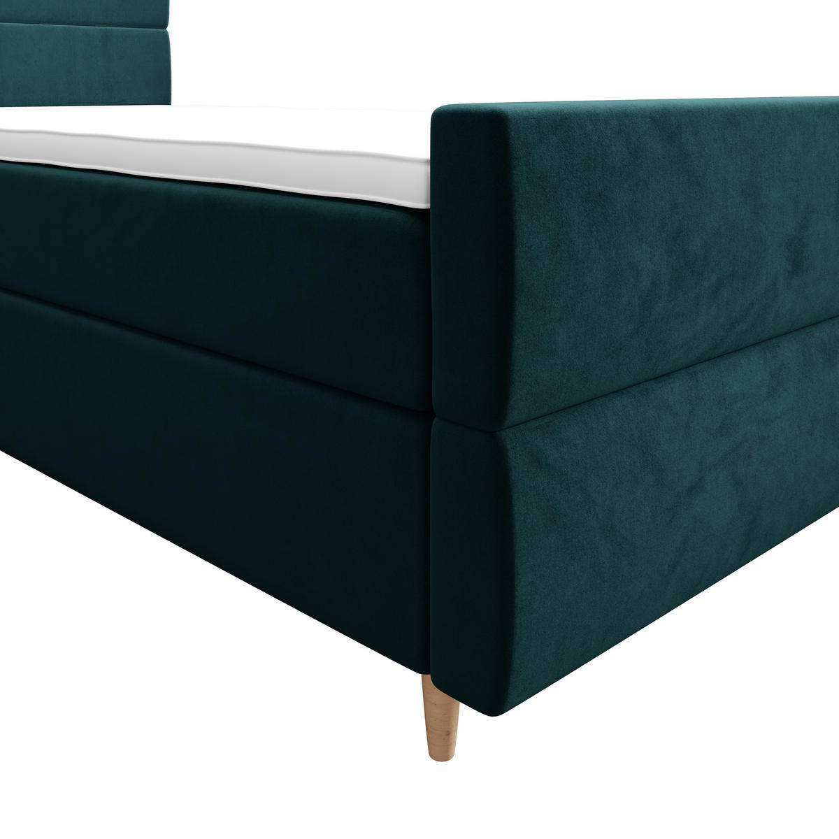 BOXBETT FLO PLUS 90x200 Itaka 39, mit Matratze H3, Bonell und Topper, Türkis - Türkis, Holz/Textil (90/200cm) - Bedante