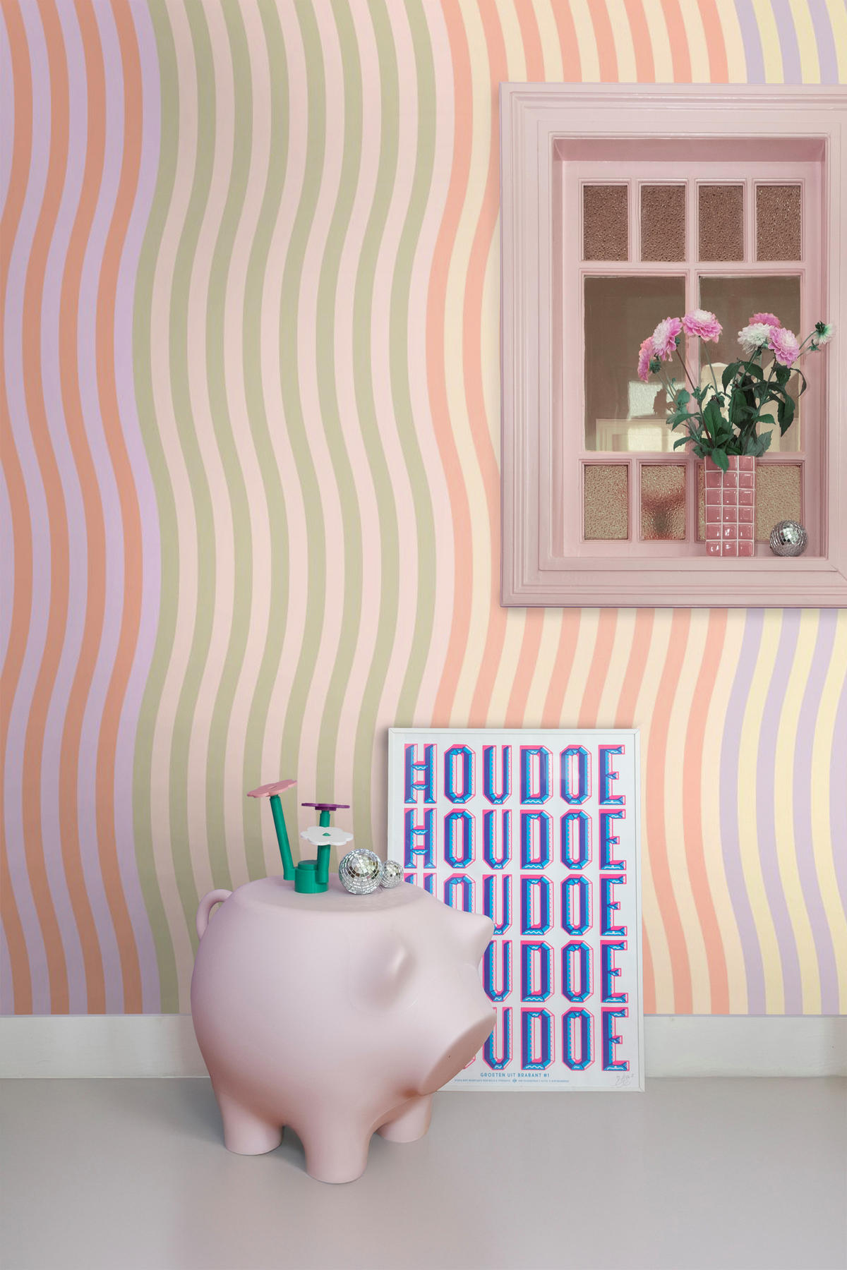 FOTOTAPETE Zickzack-Motiv 300 x 279 cm - Pink, Papier (300/279cm) - ESTAhome