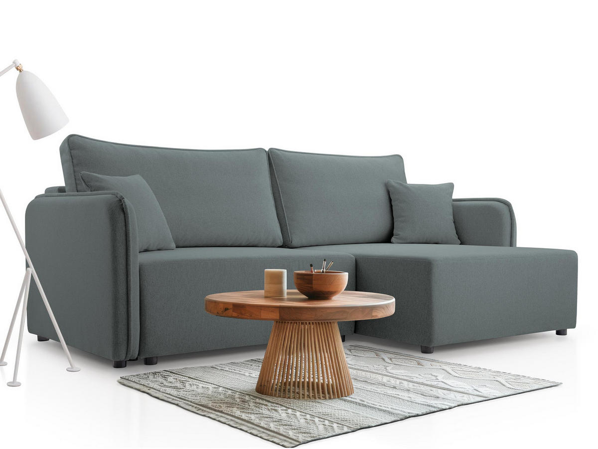 ECKSOFA Malody, Seite: Rechts - Schwarz/Grau, Holz/Kunststoff (227/147cm) - MIRJAN24