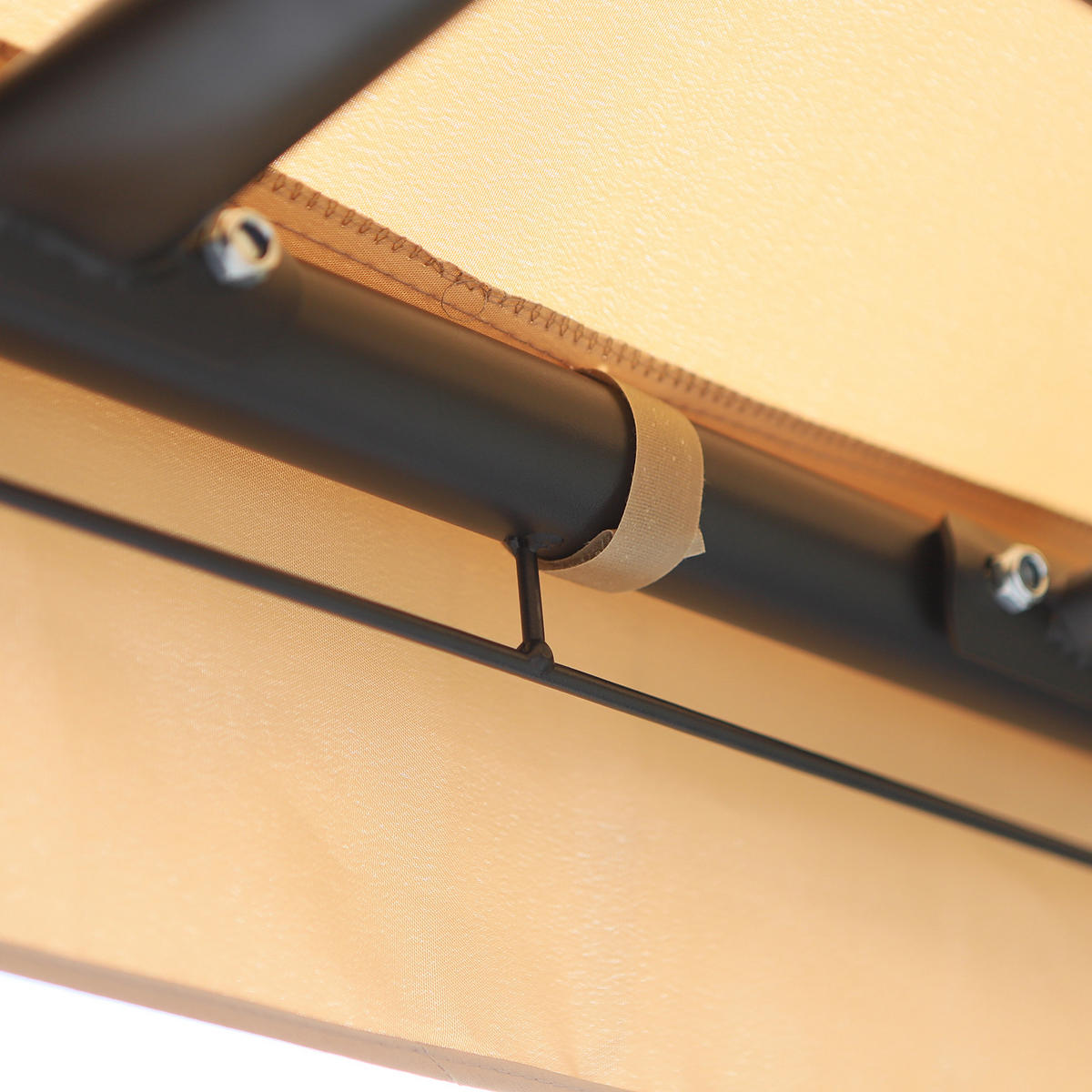 HOLLYWOODSCHAUKEL DE-06995 3-Sitzer, mit Seitenwänden & Moskitonetz, Liegefunktion Beige - Beige/Schwarz, Metall (256/248/172cm) - ComfortXL