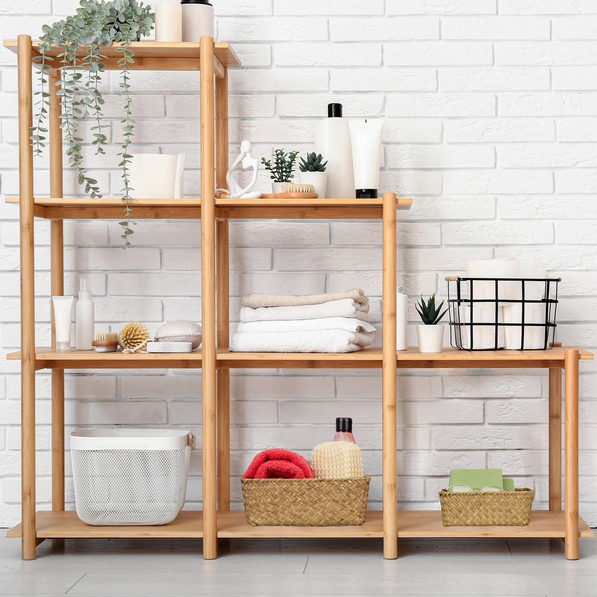 3XAUFBEWAHRUNGSKORB - Hellbraun, Textil/Metall (23/23/8.5cm) - Relaxdays