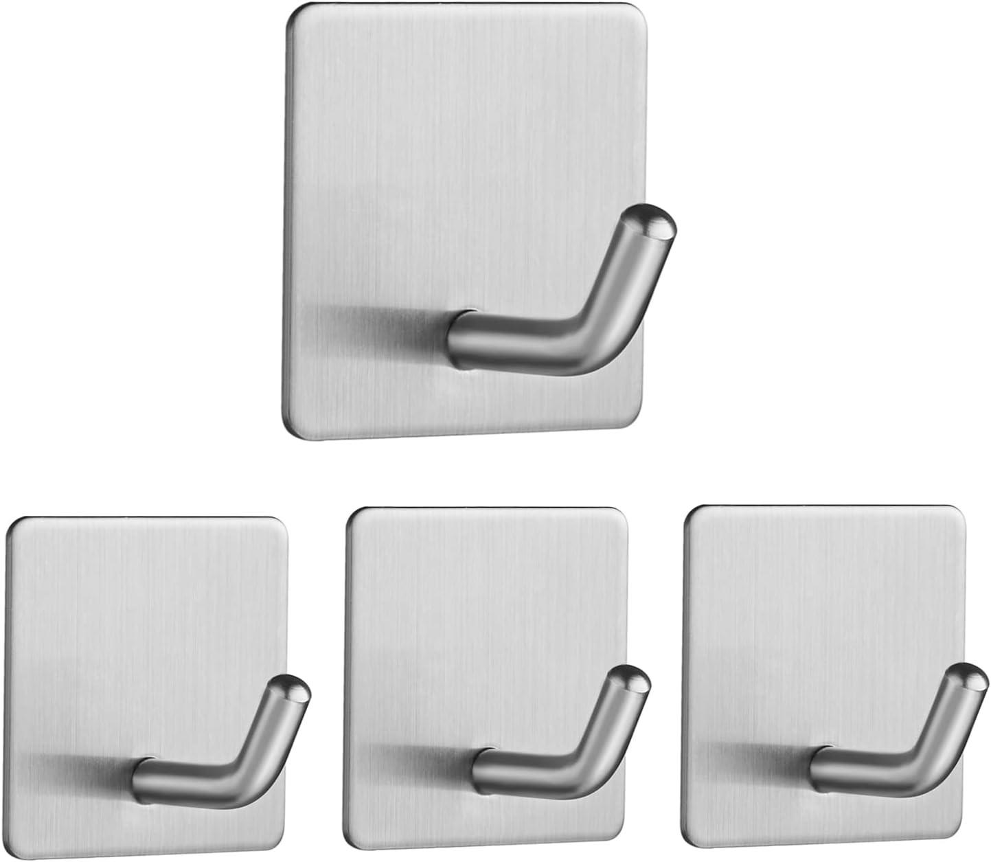 HANDTUCHHAKEN , 4 selbstklebende Wandhaken - Grau, Metall (4.5/4.5/4.5cm) - BELZ