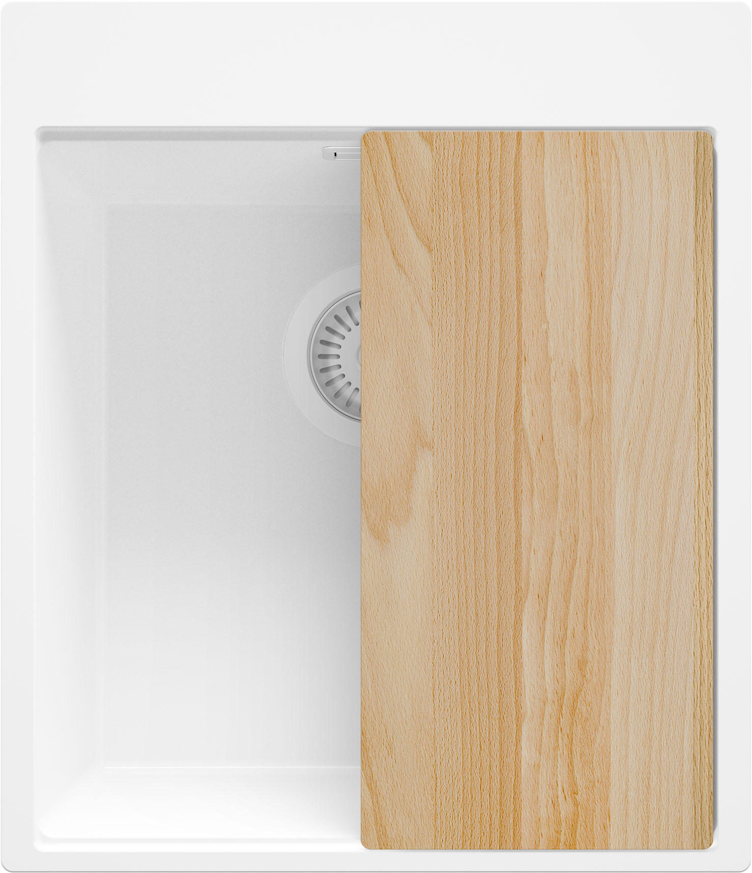 SPÜLBECKEN Oslo, 2-er set Alles Weiß 43/50 cm 1 Becken + Ablauf-Set + Schneidebrett ab 45er Unterschrank - Beige/Weiß, Kunststoff (43/20/50cm) - Primagran