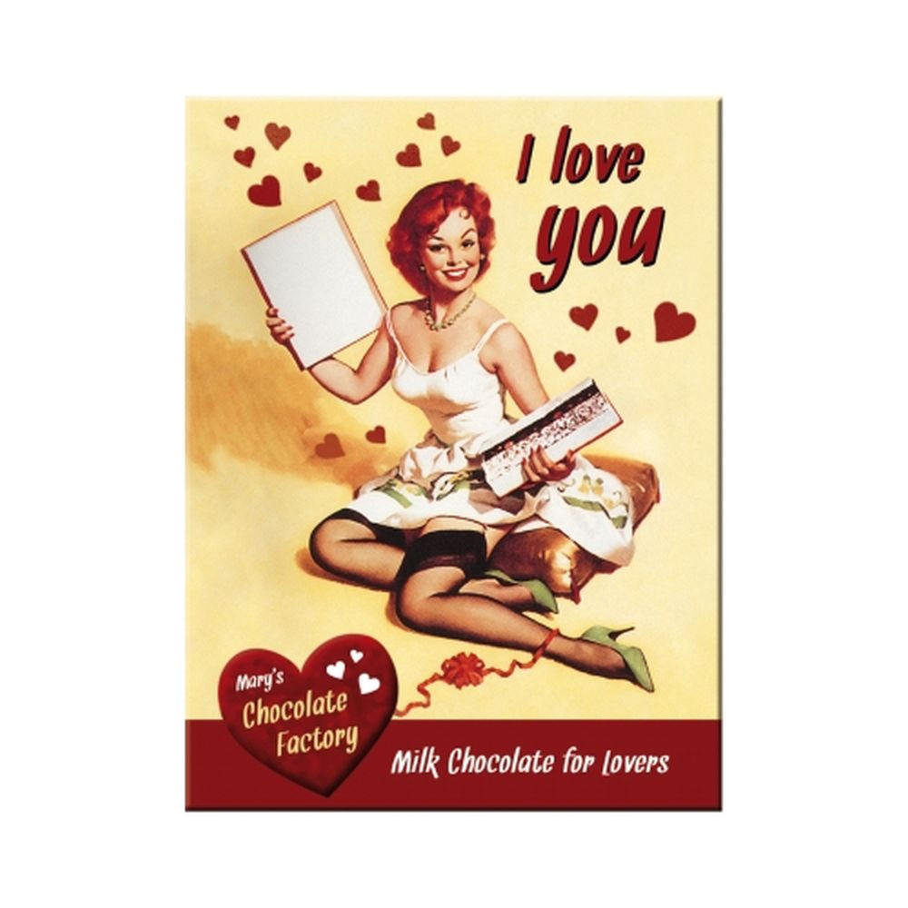 MAGNET 6/8 cm Say it 50's I Love You Chocolate - Multicolor, Metall (6/8/0.1cm) - Nostalgic-Art
