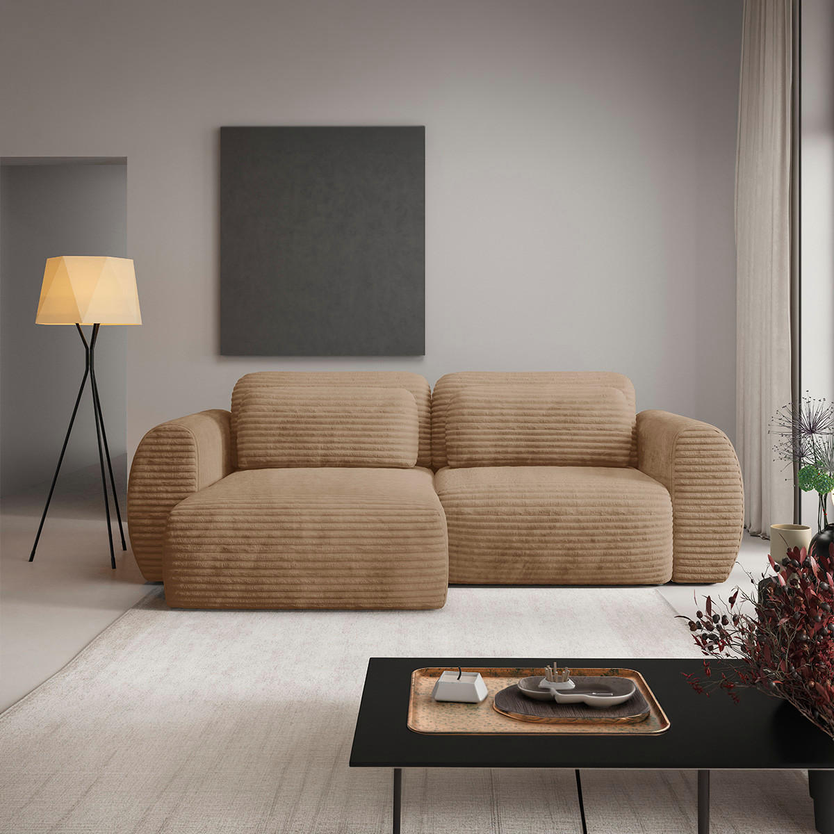 ECKSOFA Camilla 3 Sitzplätze Beige - Beige, Holz (270/165cm) - Petits-meubles