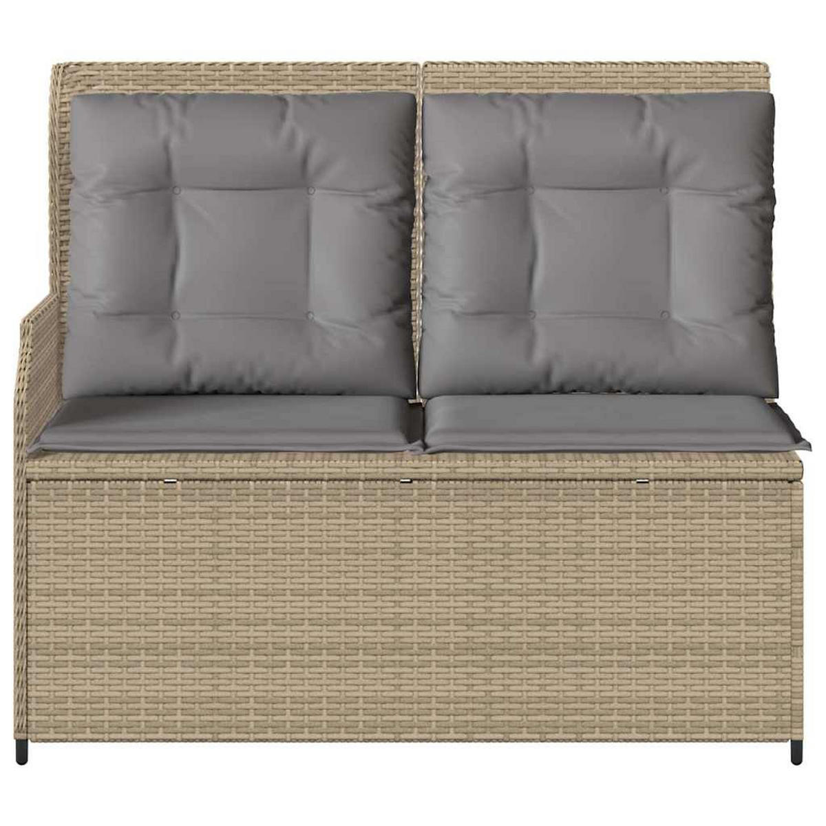 GARTENBANK Verstellbar mit Kissen Beige Poly Rattan - Beige/Grau, Kunststoff (95/95/110cm)