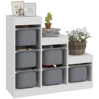 KINDERREGAL DE-17235 3 Ebenen & 6 herausnehmbare Boxen Grau - Grau, Metall (96/90/38.5cm) - ComfortXL