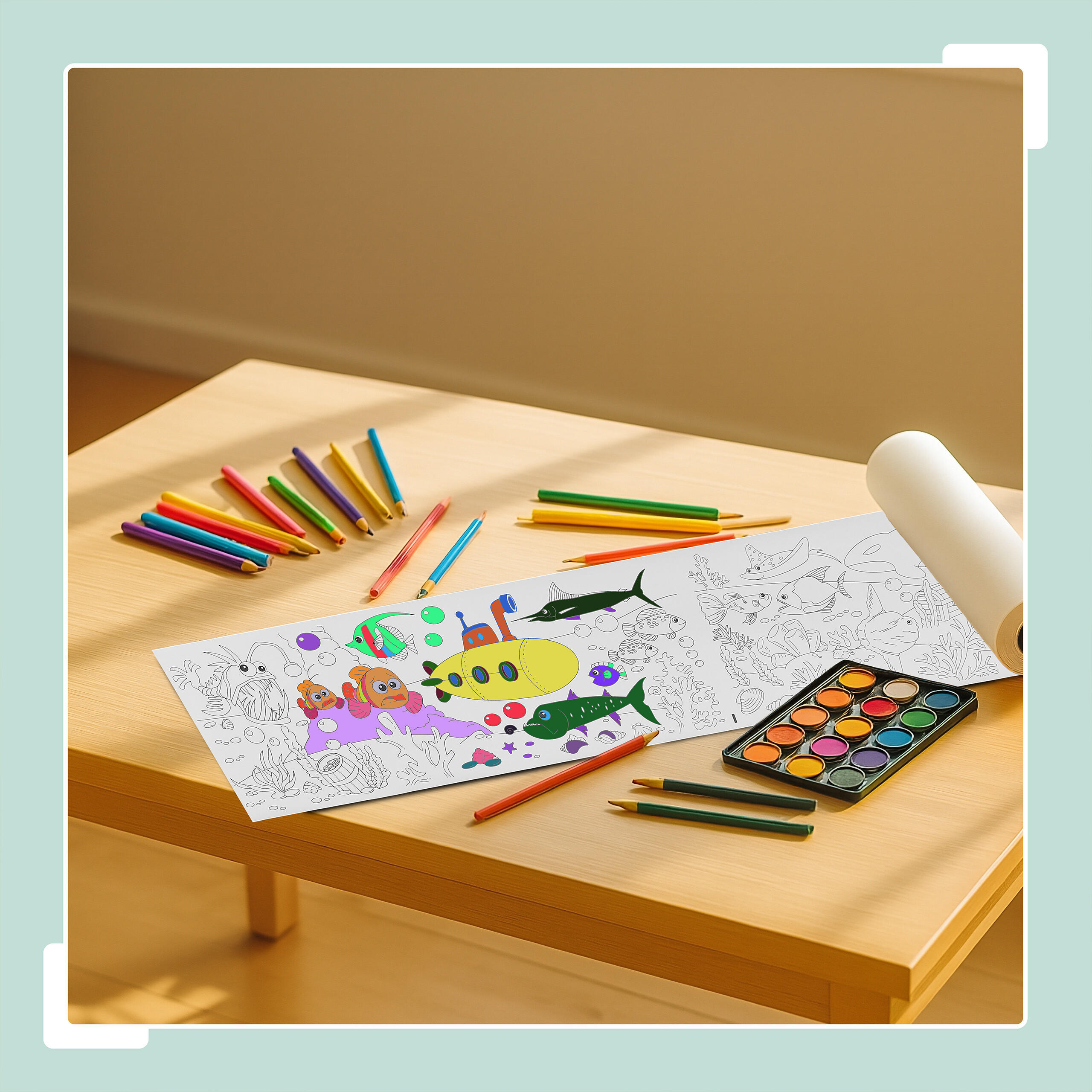 2XAUSMALTISCHDECKE - Multicolor, Papier (38/4/4cm) - Relaxdays