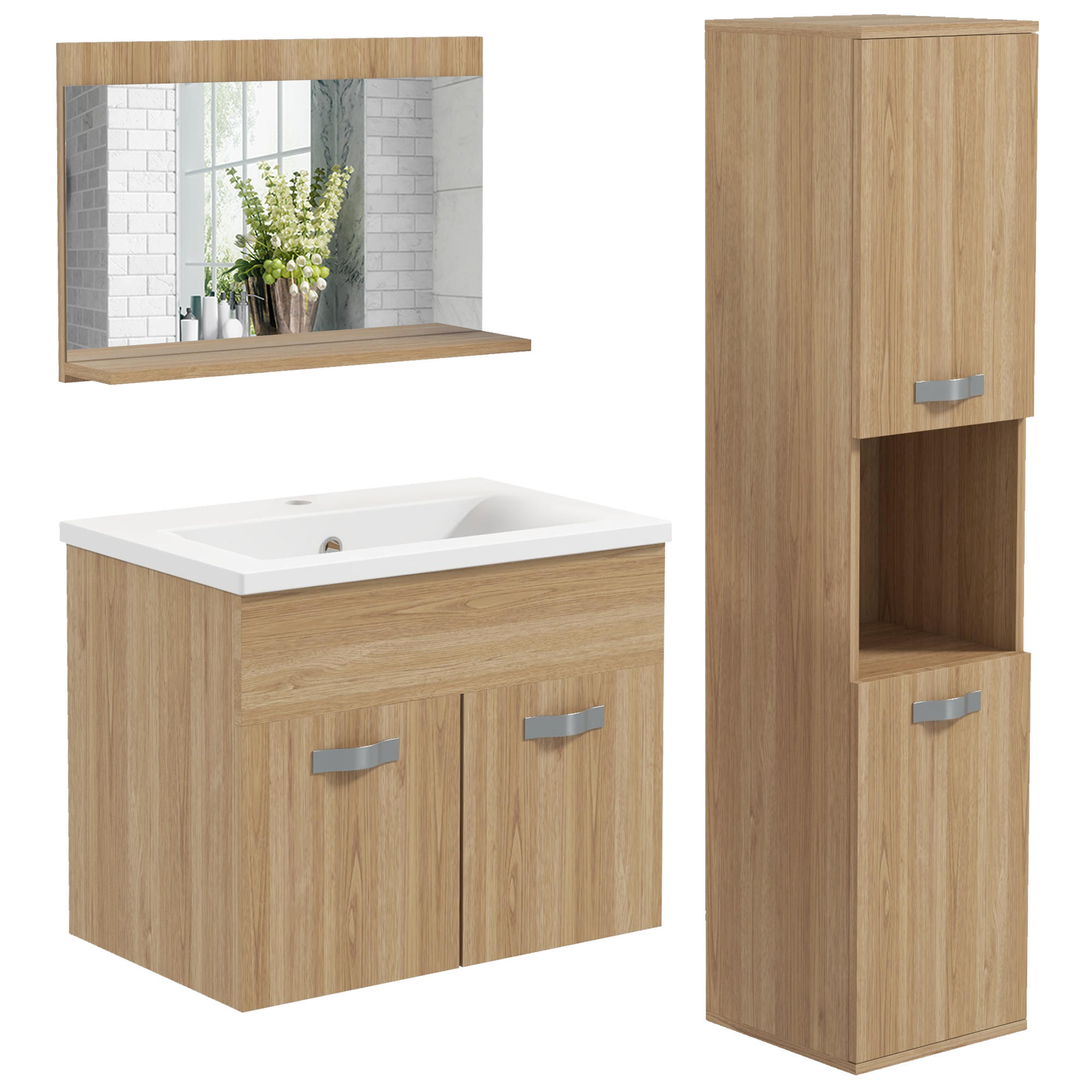 BADEZIMMER 4-teilig DE-17305 Natur - Naturfarben, Holzwerkstoff (30/131.5/30cm) - ComfortXL