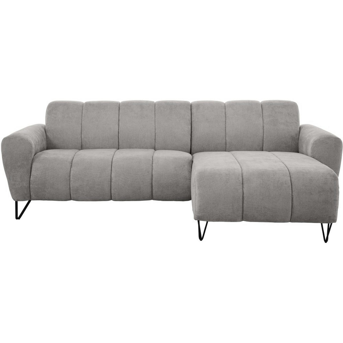 ECKSOFA Volare Mini ohne Schlaffunktion hellgrau, rechts, Storm-Stoff - Hellgrau/Schwarz, Textil/Metall (256/165cm) - Beautysofa