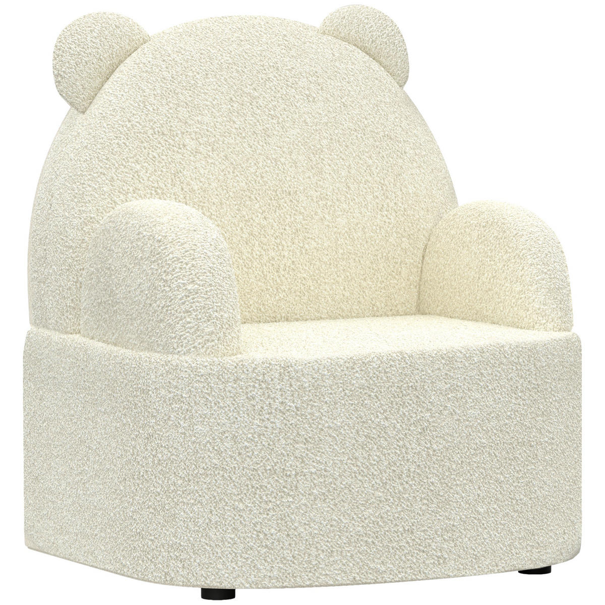 KINDERSESSEL Kindersofa mit weicher Teddyfleece Bärenform für Kinder ab 1,5Jahre - Beige/Schwarz, Holz/Kunststoff (48/59/52cm) - AIYAPLAY