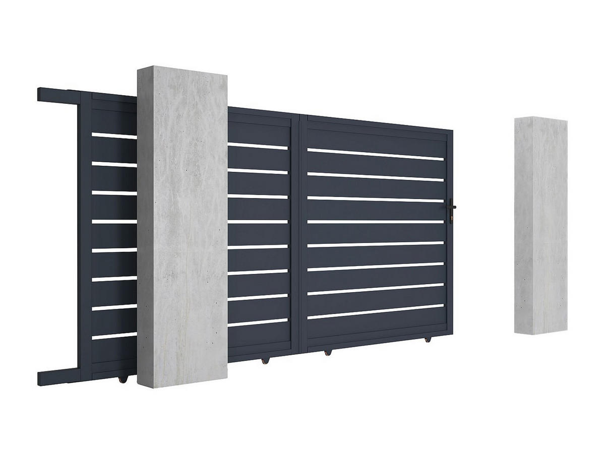 SCHIEBETOR - 348cm x 4.5cm - Aluminium - anthrazitgrau - PRIMO - Anthrazit, Metall (348/181cm) - Vente-Unique