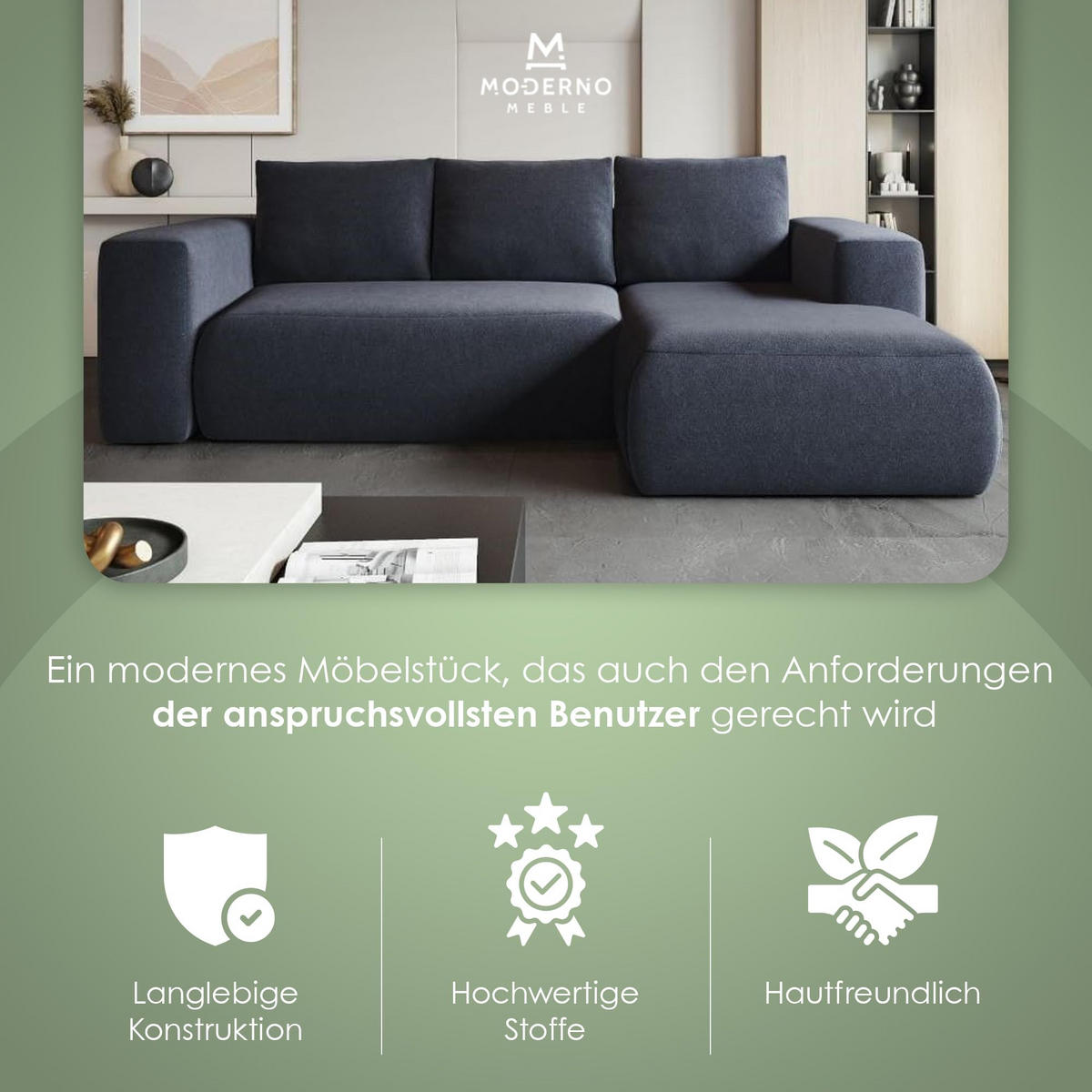 ECKSOFA LAMBI, Marineblau - Castel 79 - Dunkelblau, Textil (266/114cm) - Moderno Meble