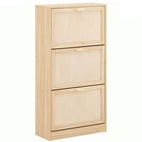 SCHUHKIPPER 3 Klappen Schmal , 6 Ablagen Natur - Naturfarben, Holz (60/118/24cm) - Kaket