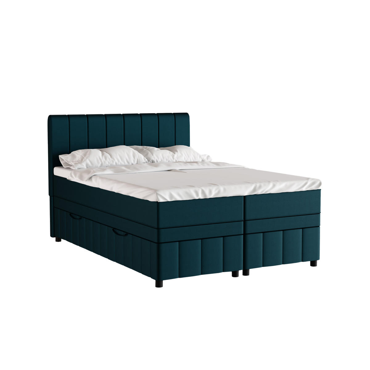 BOXBETT AVALON 140 x 200 cm mit Bettkasten und Topper - Türkis - Türkis, Holz - Panda Möbel