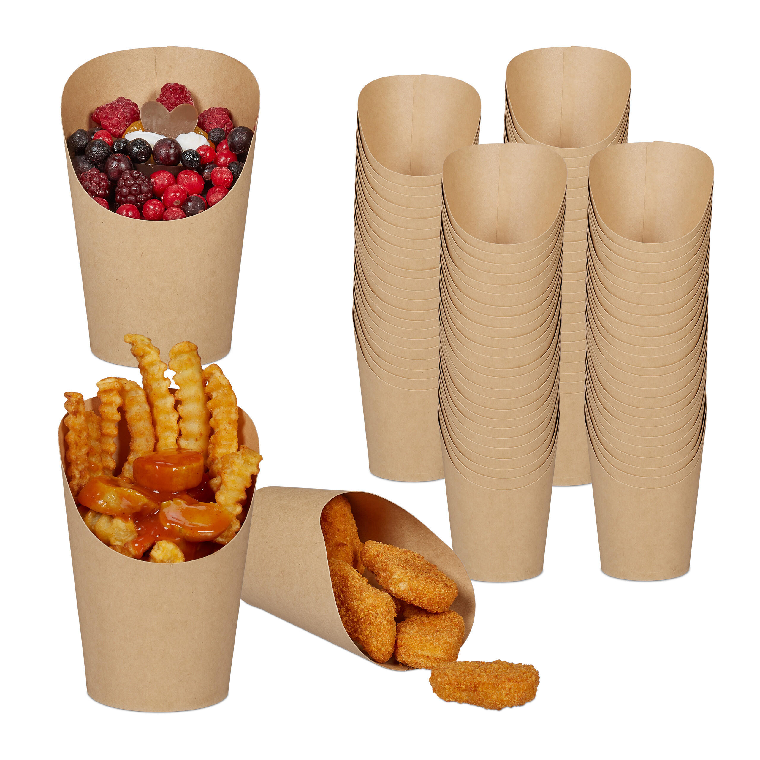 Relaxdays KELÍMKY Hnědé 100ks-set kraftový papír s povlakem 400 ml
