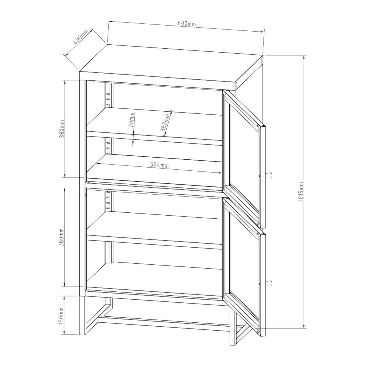 BÜROSCHRANK Sund - Grau, Metall (60/101.5/40cm) - [en.casa]