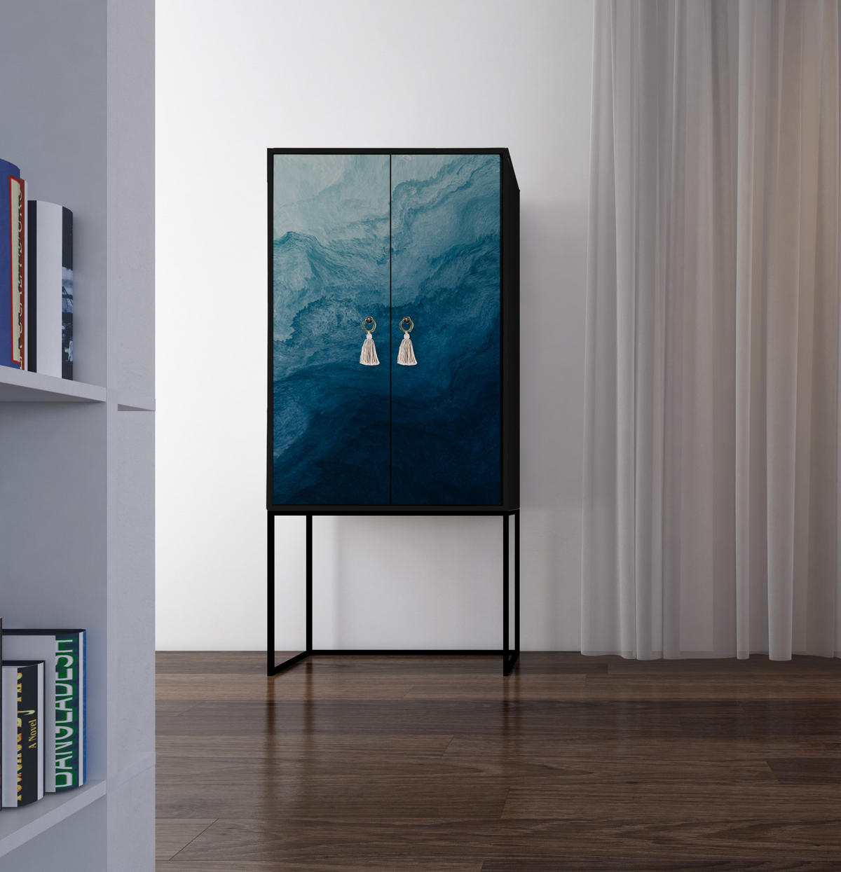 HIGHBOARD aus MDF ALVA BLUE OCEAN - Dunkelblau, Holzwerkstoff (75/164.5/45cm) - RNT By Really Nice Things