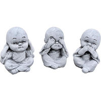 STEINFIGUR 3er Set kleine Chinesen Nichts sehen hören Sagen frostfest wetterfest - Grau, Stein (8/8/7cm) - stoneandstyle