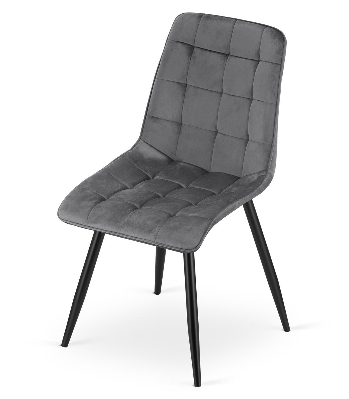STUHL Dunkelgrau 49x60 cm SPLIT Samt Bezug - Schwarz, Metall (49/59/60cm)