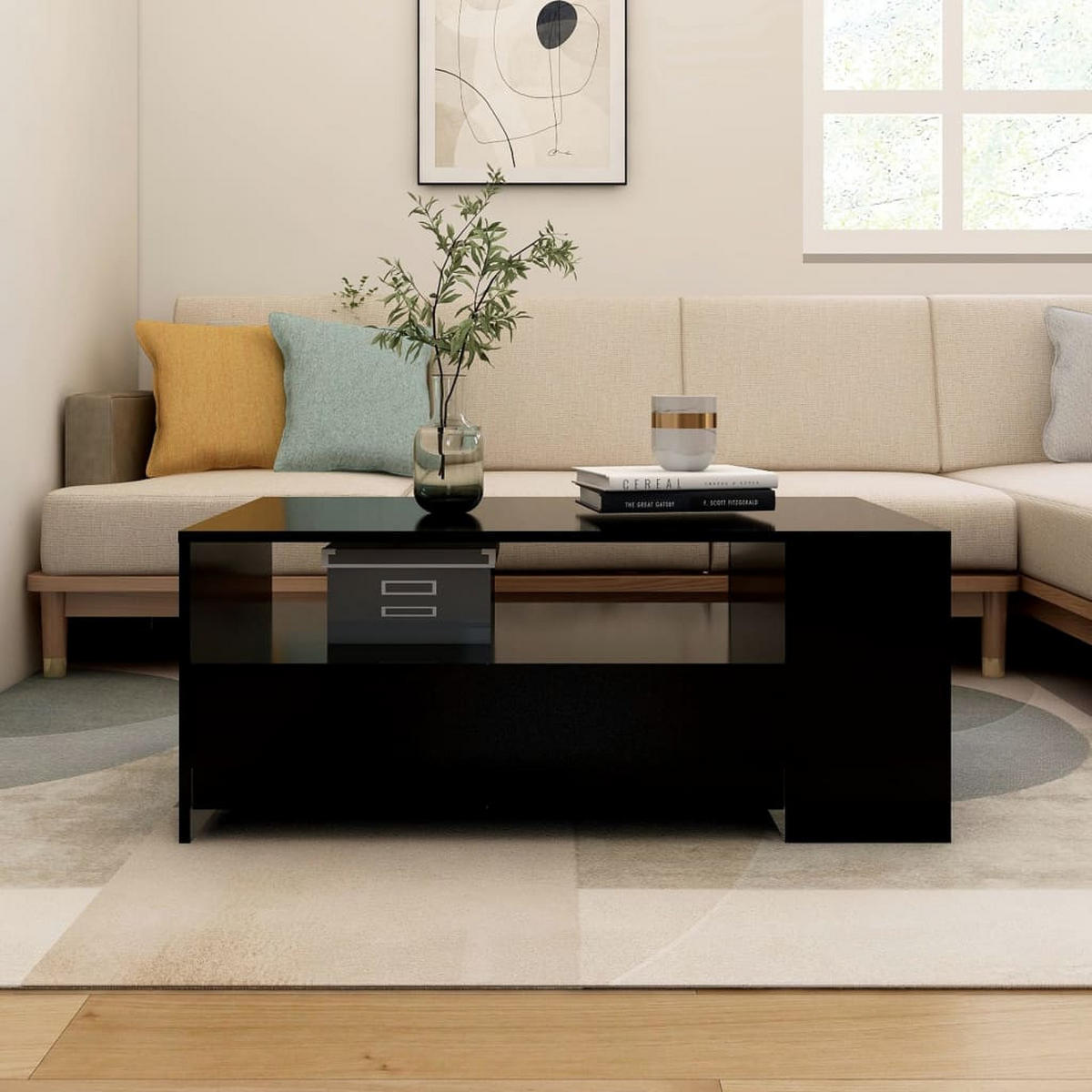 COUCHTISCH Schwarz 102x55x42 cm Holzwerkstoff - Schwarz, Holzwerkstoff (102/55/42cm) - furnicato