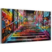 KOVOVÝ OBRAZ Schody - Graffiti - Farby - Umenie 80x40 cm - viacfarebná, kov (80/40cm) - MuchoWow