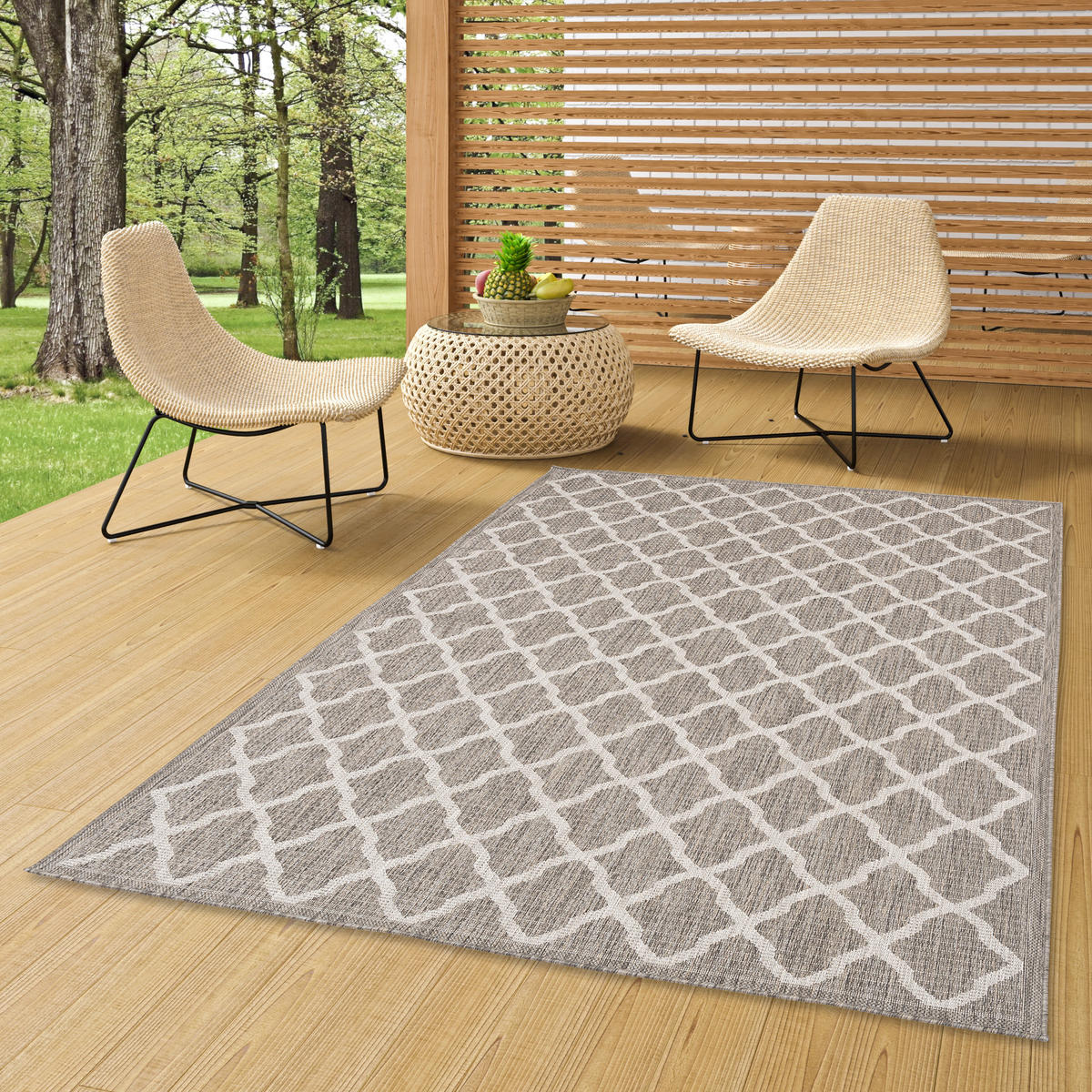 IN & OUTDOOR TEPPICH FLACHGEWEBE VALENCIA MODERN - Grau, Textil (120/170cm) - Pergamon