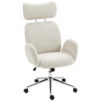 SCHREIBTISCHSTUHL Höhenverstellbar Homeoffice Stuhl mit Armlehne, Grauweiß - Silberfarben/Hellgrau, Textil/Metall (65/123/75cm) - HOMCOM
