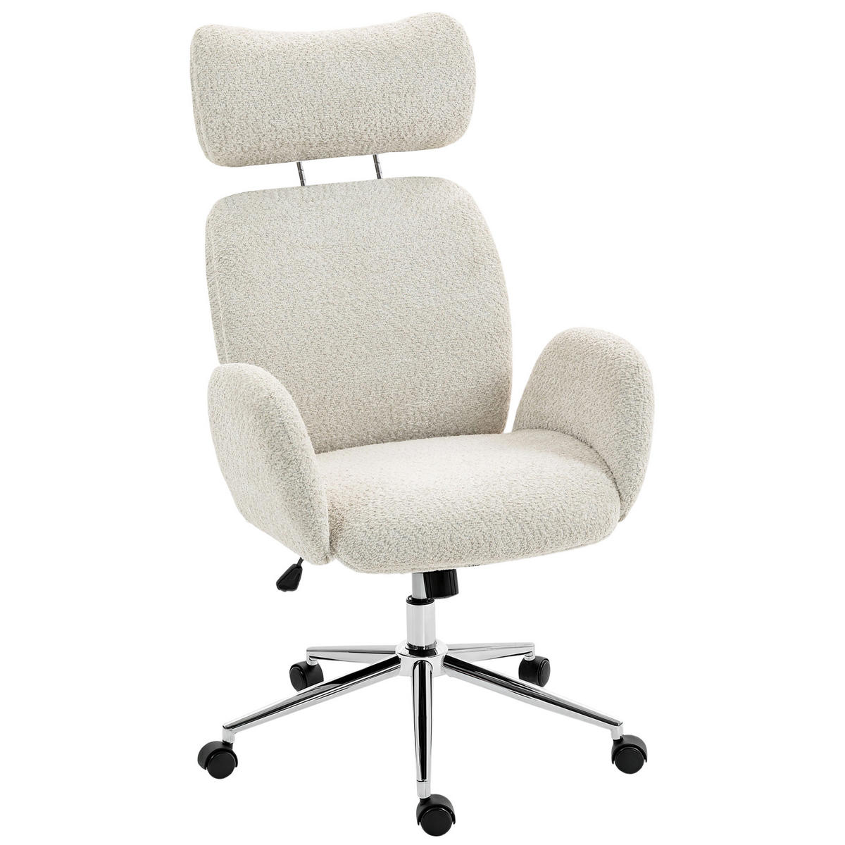 SCHREIBTISCHSTUHL Höhenverstellbar Homeoffice Stuhl mit Armlehne, Grauweiß - Silberfarben/Hellgrau, Textil/Metall (65/123/75cm) - HOMCOM