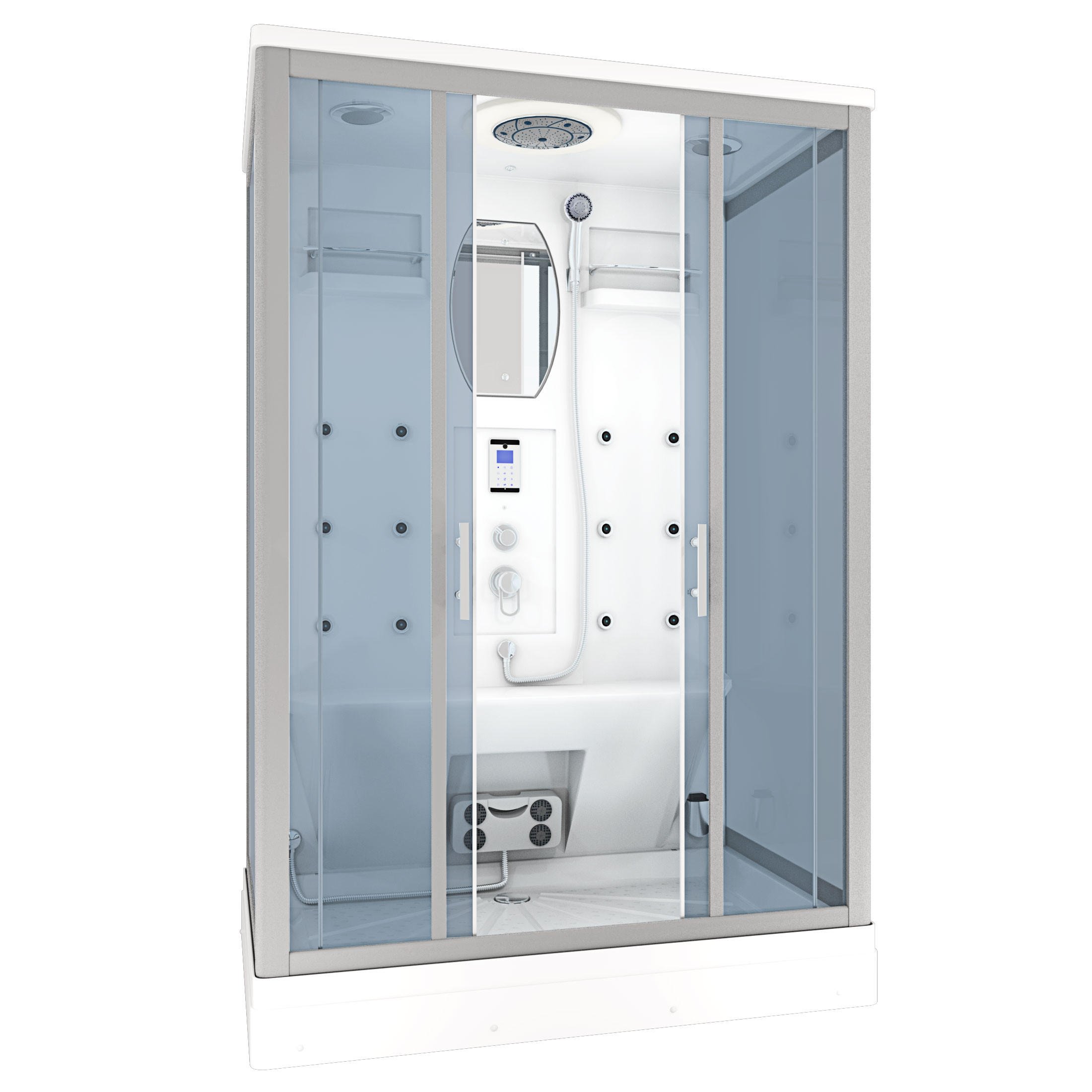ACQUAVAPORE Dampfdusche Sauna Dusche Duschkabine D27-EH-EC-EA 140x90 cm MIT 2K Scheiben Versiegelung - Weiß, Glas/Kunststoff (140/90/215cm) - AcquaVapore by Sandra Jentho