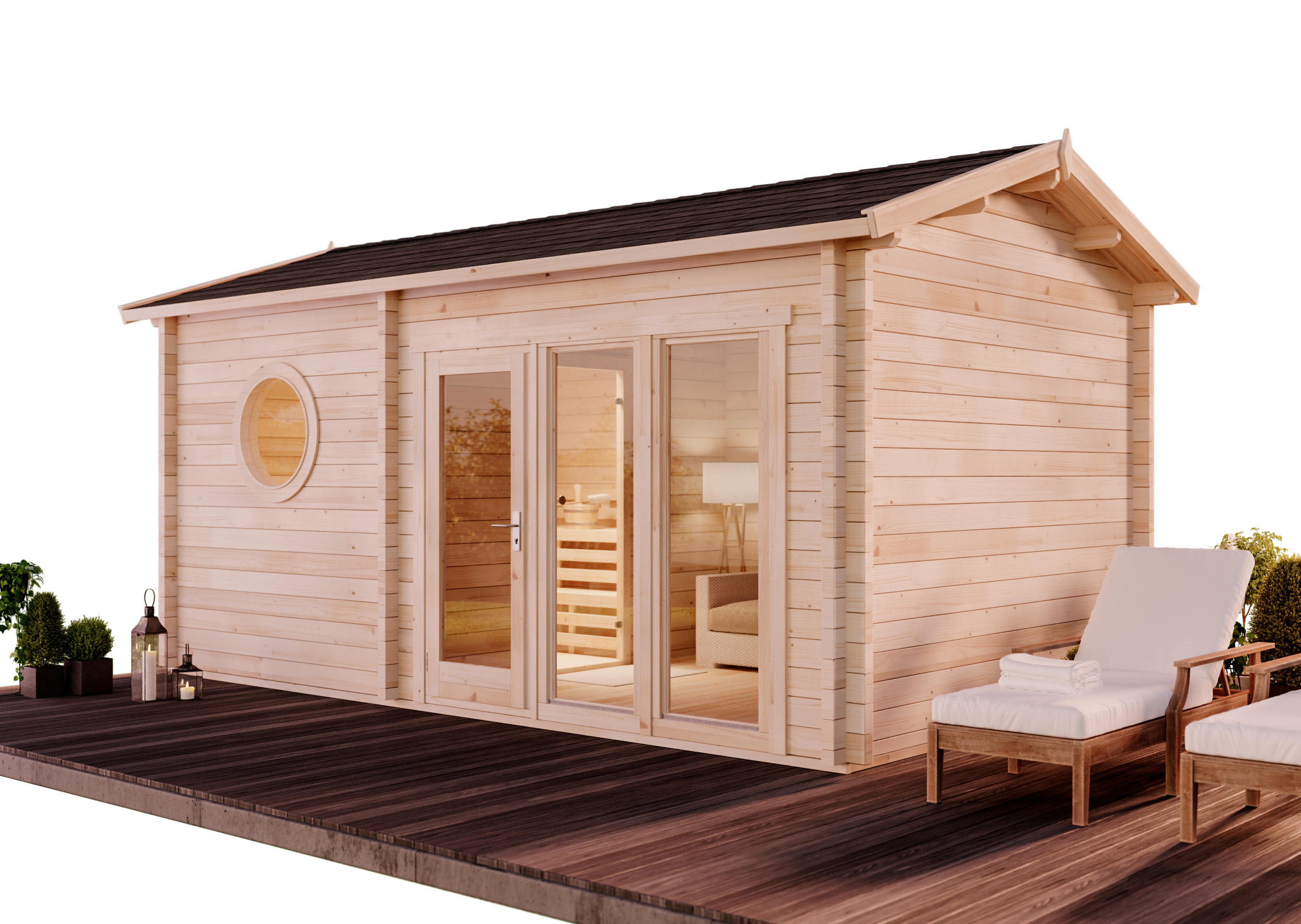 FinnTherm Gartensauna Natur 581x290x356 cm