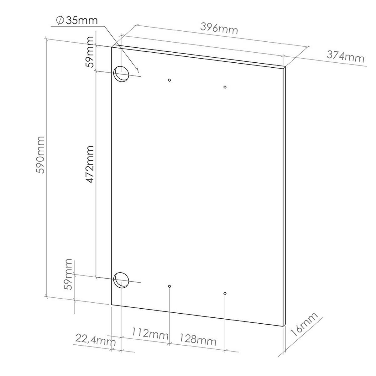 KÜCHENFRONT R-Line Weiß Hochglanz 39.6 x 59 cm Möbelfront für den Hängeschrank - Weiß Hochglanz, Holzwerkstoff (39.6/59/1.6cm) - Vicco