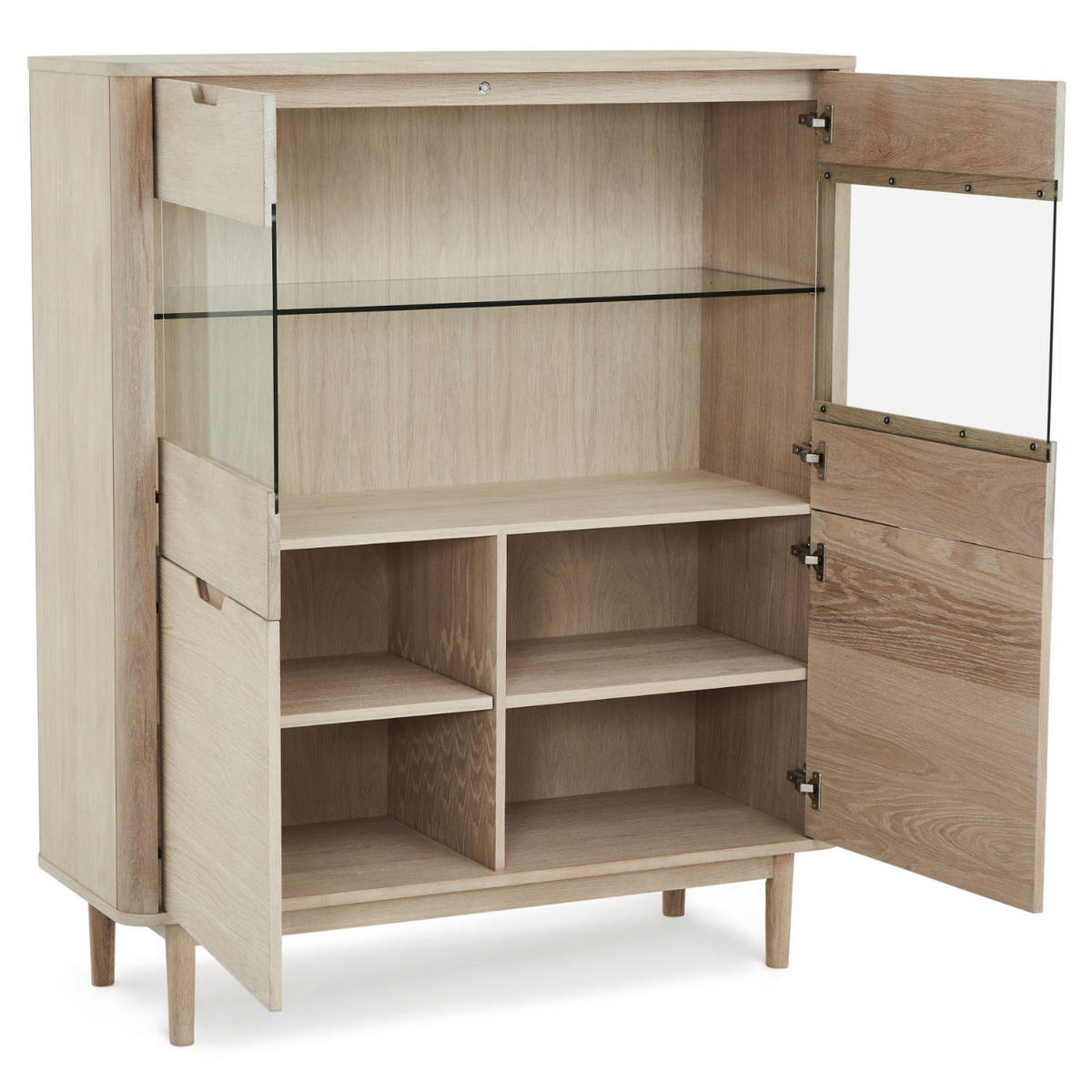 HIGHBOARD Eiche massiv - Eichefarben, Holz (123/146/45cm) - Furnhouse