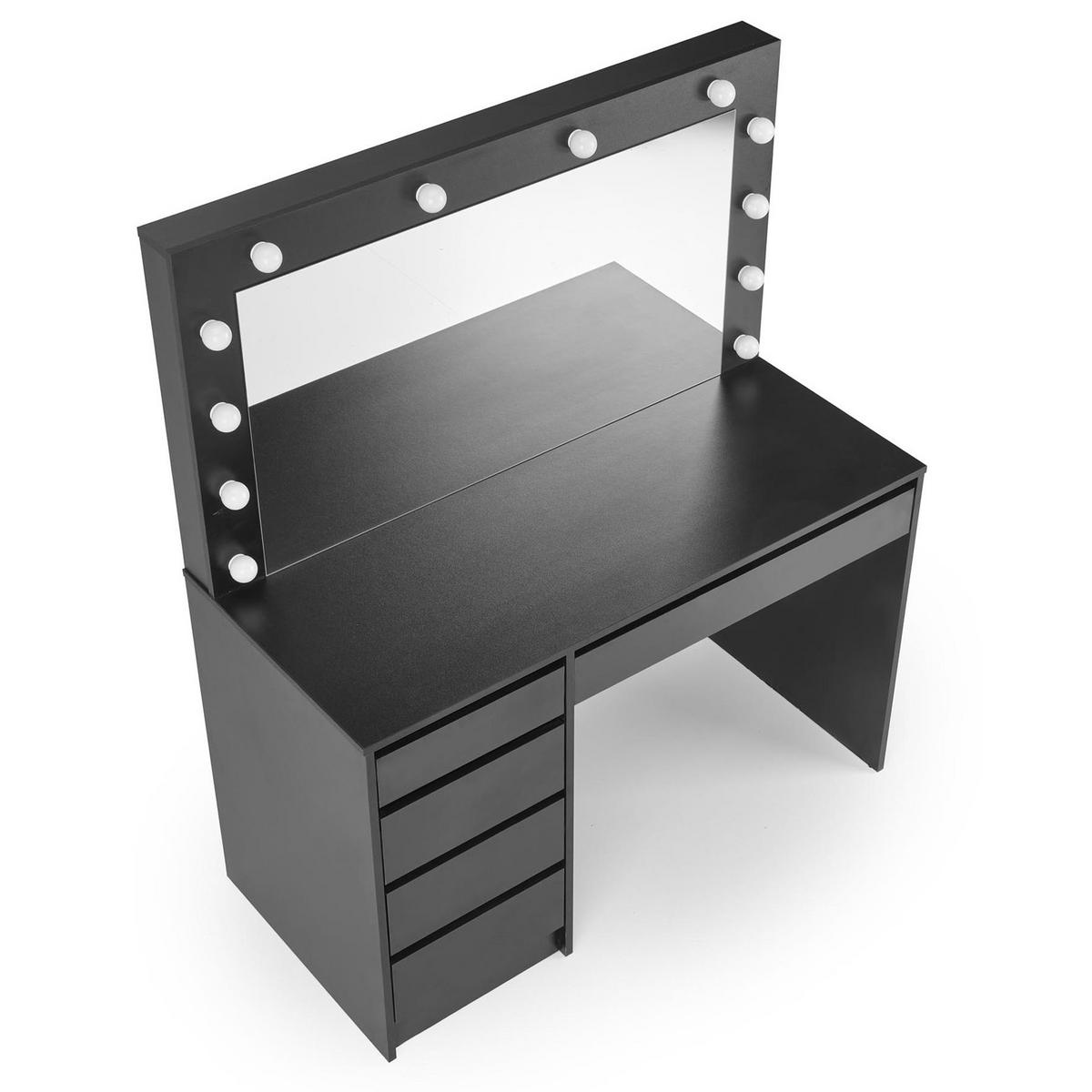 SCHMINKTISCH FABIOSO Groß Schwarz - Schwarz, Glas/Holz (140/120/55cm) - KONSIMO®