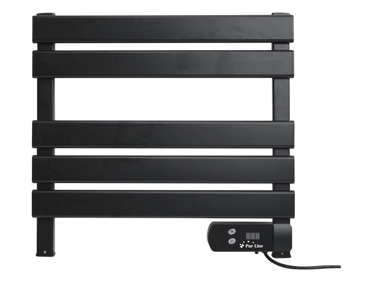 HANDTUCHTROCKNER Schwarz mit Elektrosystem und Wandhalterung 100 W - Schwarz, Metall (56/52/5cm) - Purline