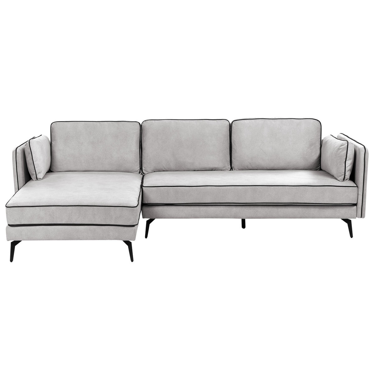 3-SITZER-ECKSOFA Samtstoff Hellgrau Altan - Hellgrau, Textil (268/157cm) - Beliani