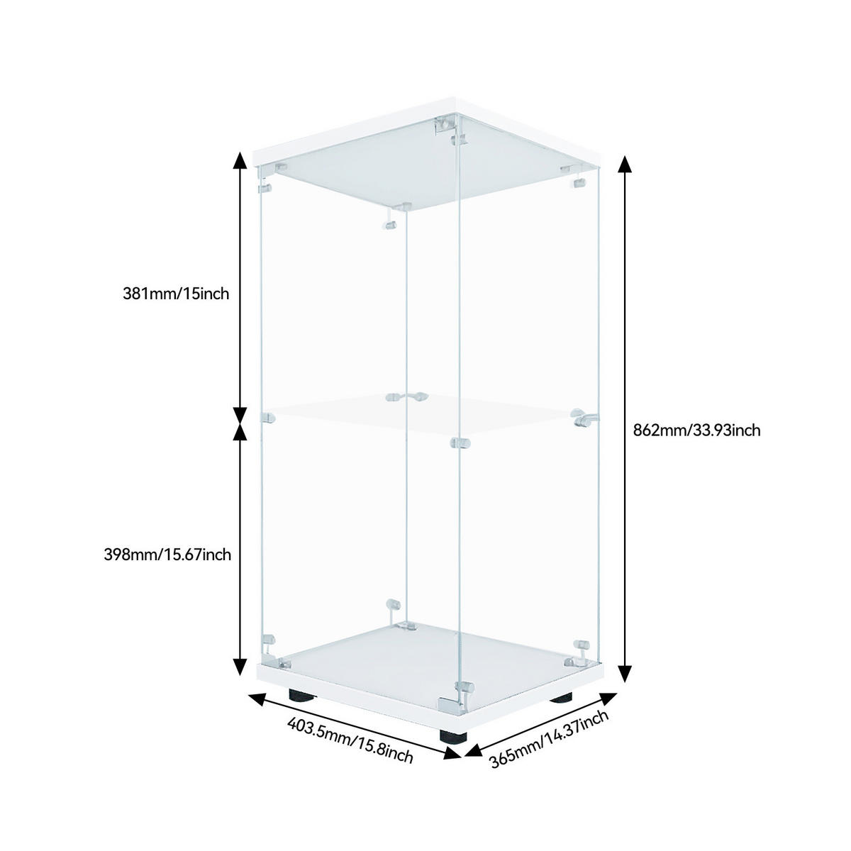 GLASVITRINE Standvitrine in Weiß, mit 2 Böden und LED aus ESG - Weiß, Glas (36/86/40cm)