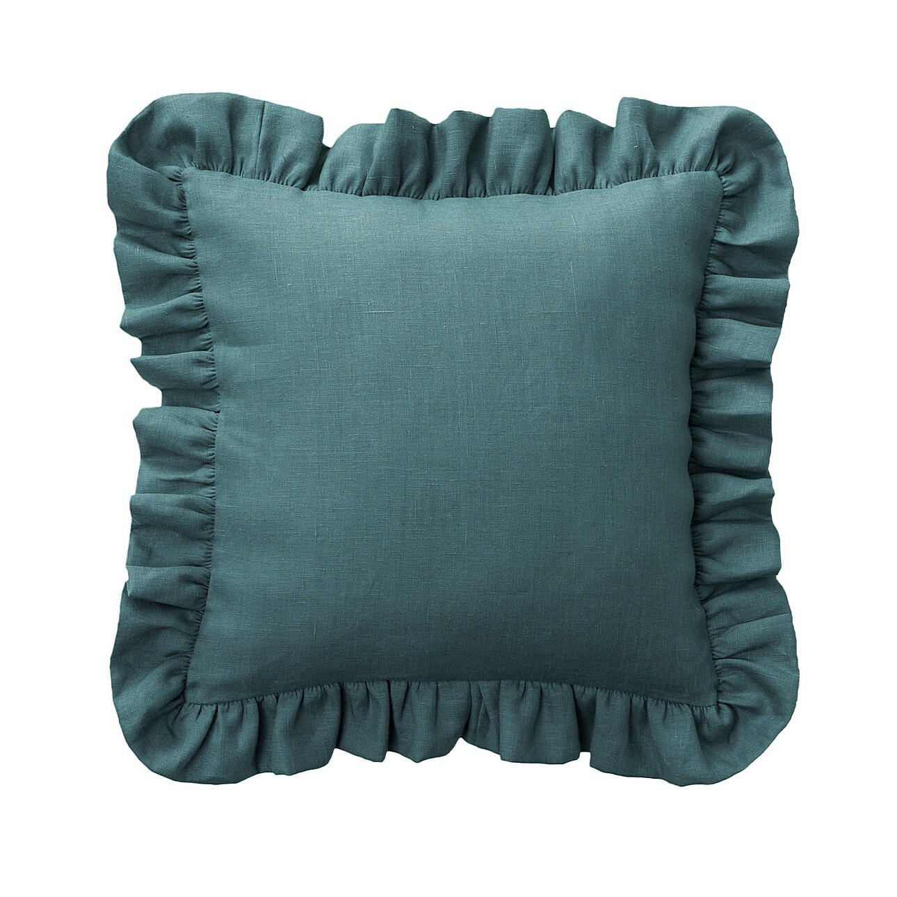 KISSENHÜLLE Charlotte 45x45 cm mit Rüsche - Smaragdgrün, Textil (45/1cm) - Dekoria