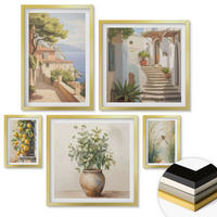 WANDBILDER 5er Set - 50x50 cm & 20x30 cm & 40x60 cm Goldrahmen - Architektur der Zitronenstadt - Goldfarben, Kunststoff (40/60cm) - ArtPrintCave