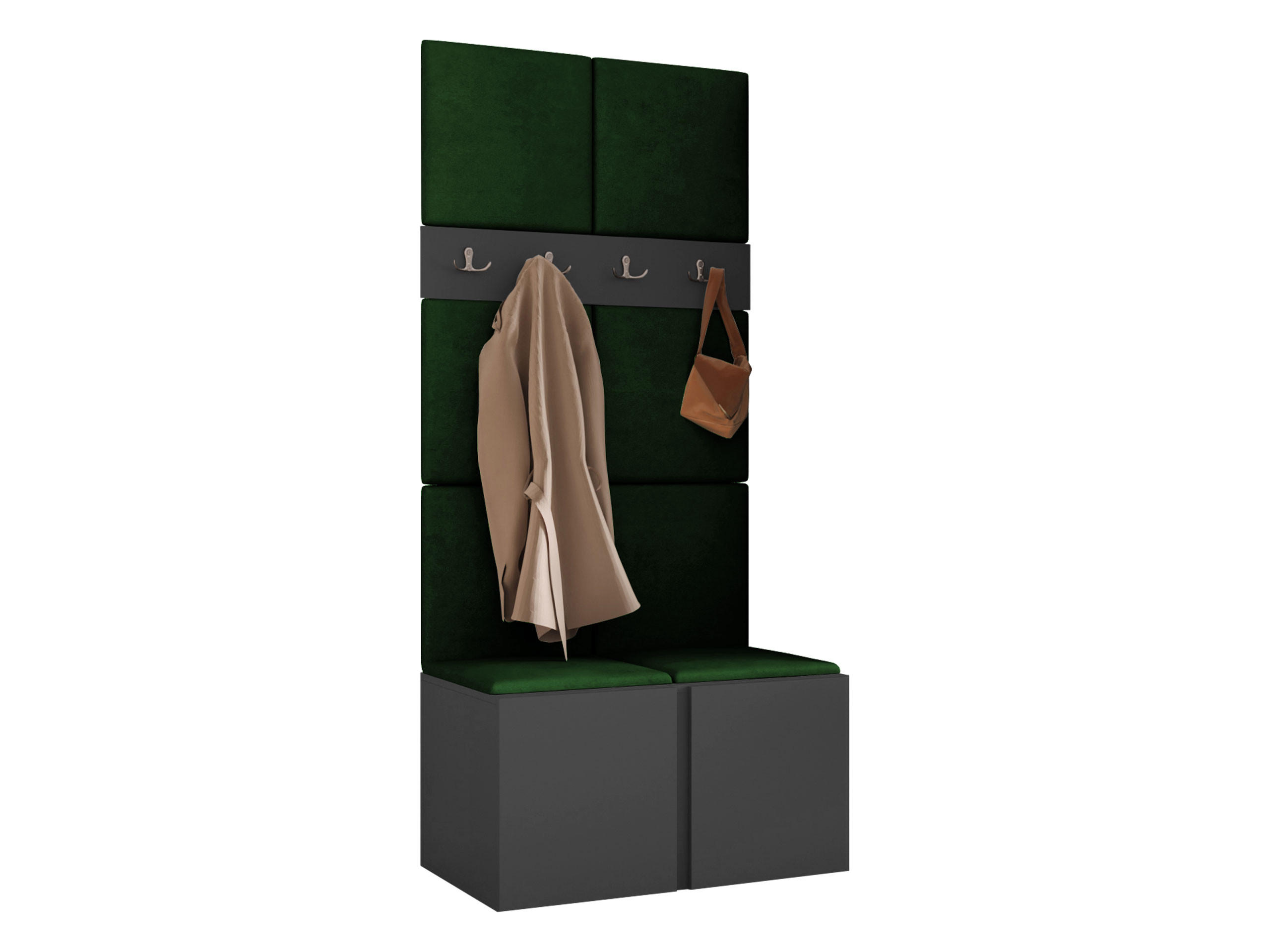 MOBILIER PENTRU HOL Orion IV - verde/grafit, material plastic/compozit lemnos (84/186/46cm) - MIRJAN24
